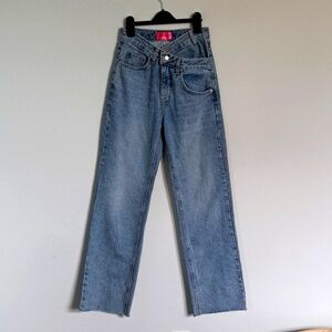 Nolulls CrissCross Waist Light Wash Denim Jeans 100% Cotton Made in Korea